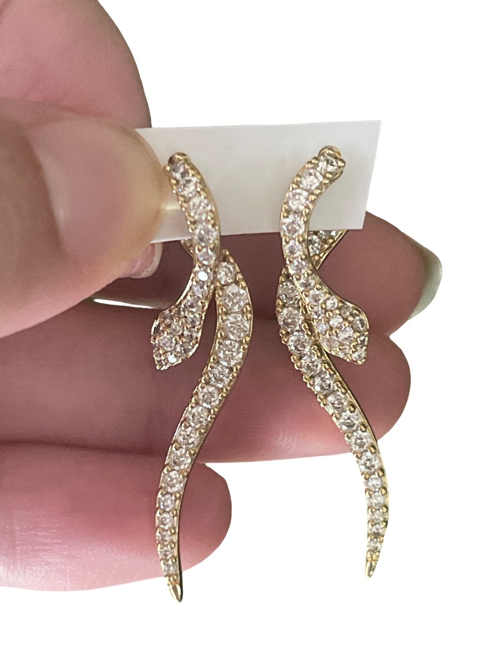 Gold Tone Crystal Snake Drop Earrings